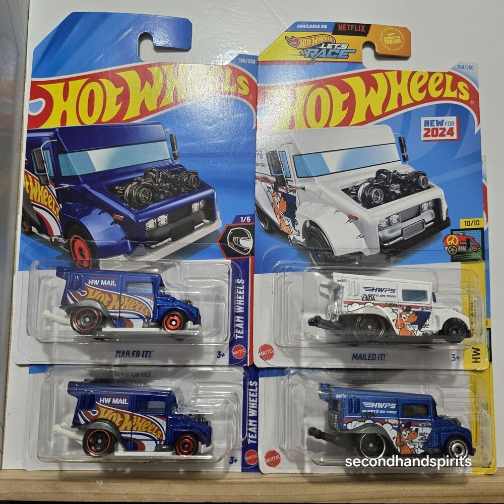 Hot Wheels Mailed It USPS Mail Truck HW Art Cars & Team Wheels Lot of 4 pcs